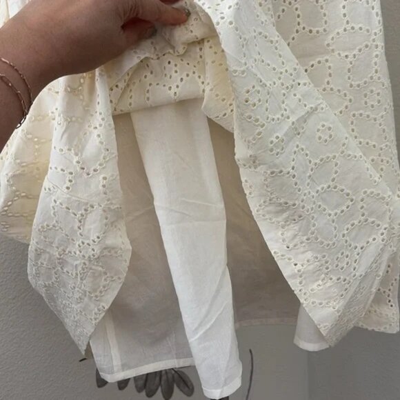 NEW Madewell Eyelet Ruffle-Sleeve Mini Dress M NWT Lighthouse $128 - Picture 5 of 10